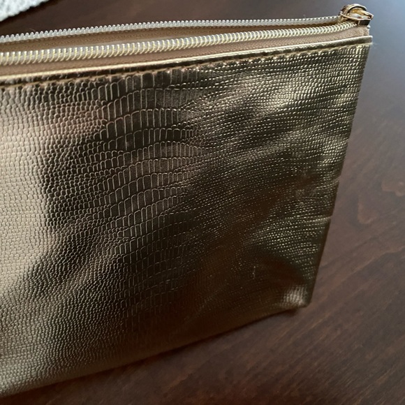 NWT! Lancome brand metallic gold tone zippered bag/pouch - Picture 5 of 12